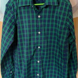 Michael Kors Boys Green and Blue Plaid Shirt